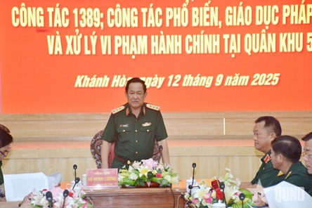 MND delegation inspects legal affairs at Military Region 5
